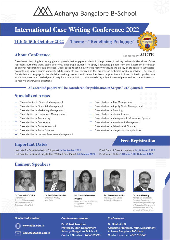 International Case Conference-2022″ on the theme “Redefining Pedagogy” sponsored by AICTE