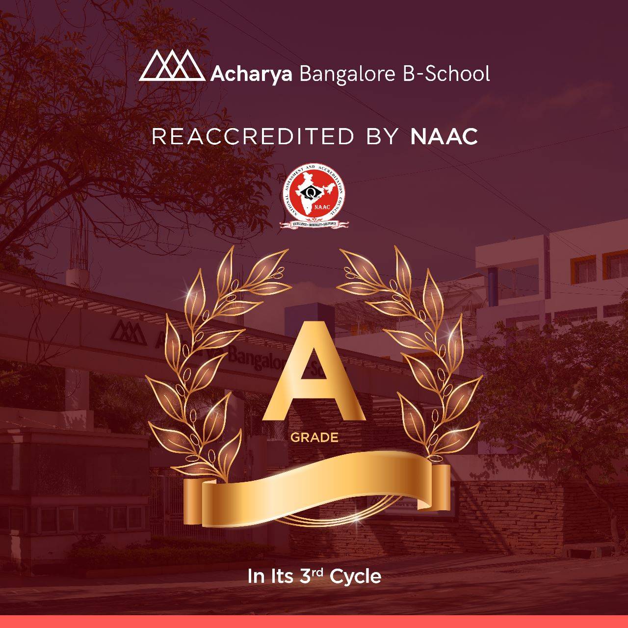 ABBS Bangalore has been reaccredited with “A” Grade by NAAC