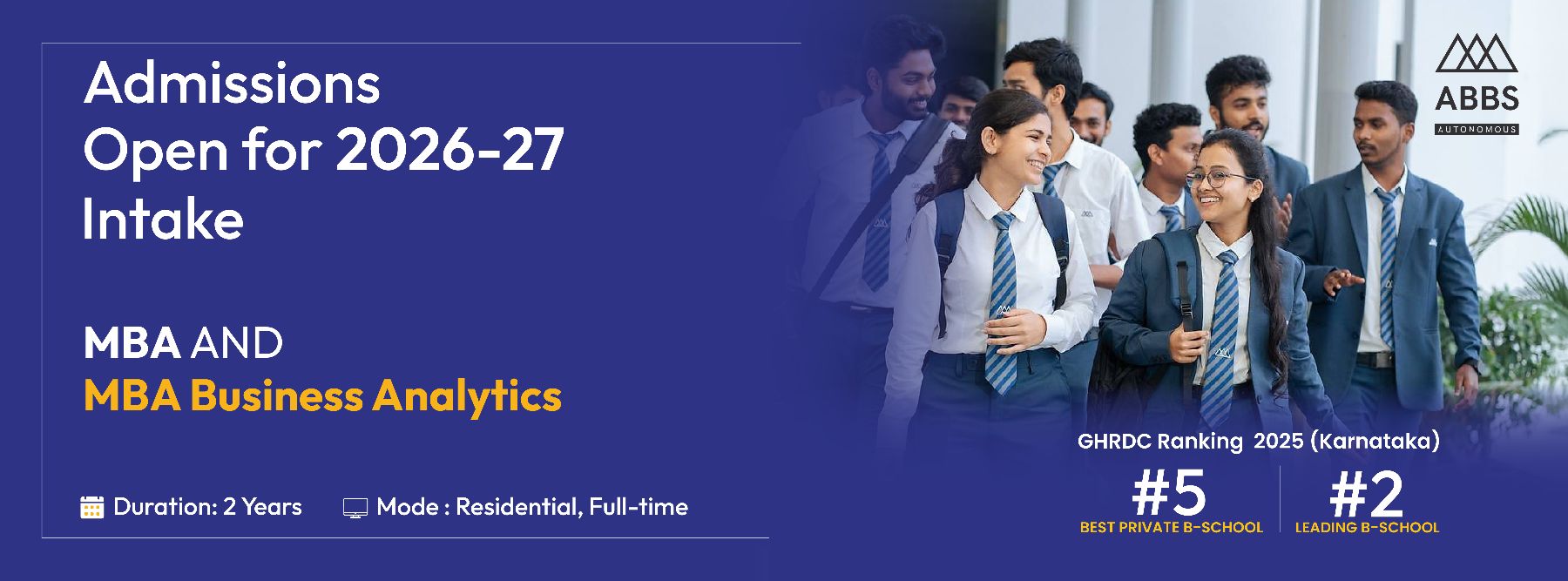 Admissions open for 2026-27 Intake