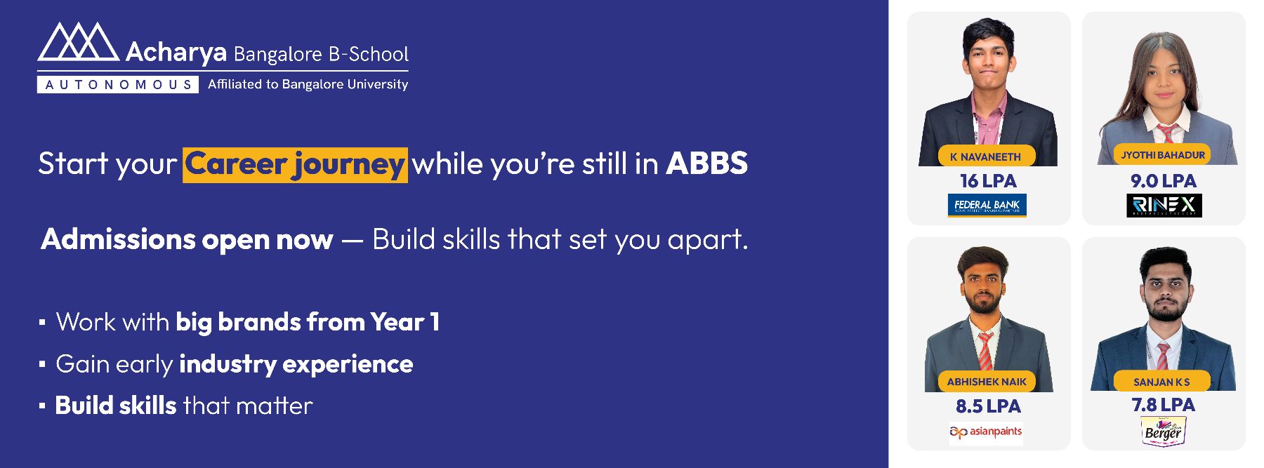 Start your career journey while you're still in ABBS